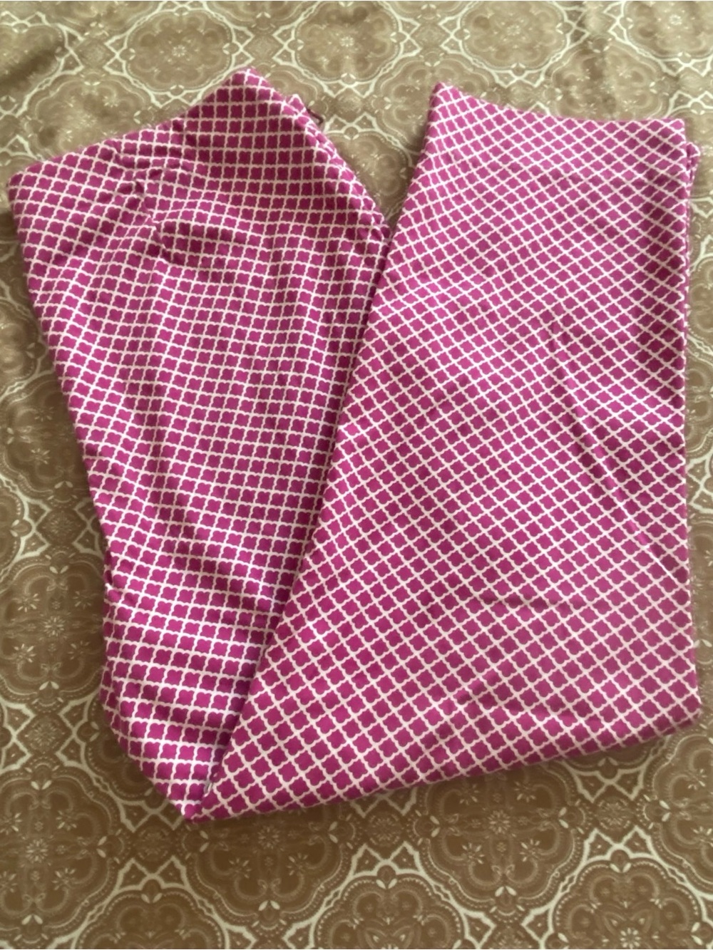 Talbots Pink Geometric Pattern Chinos